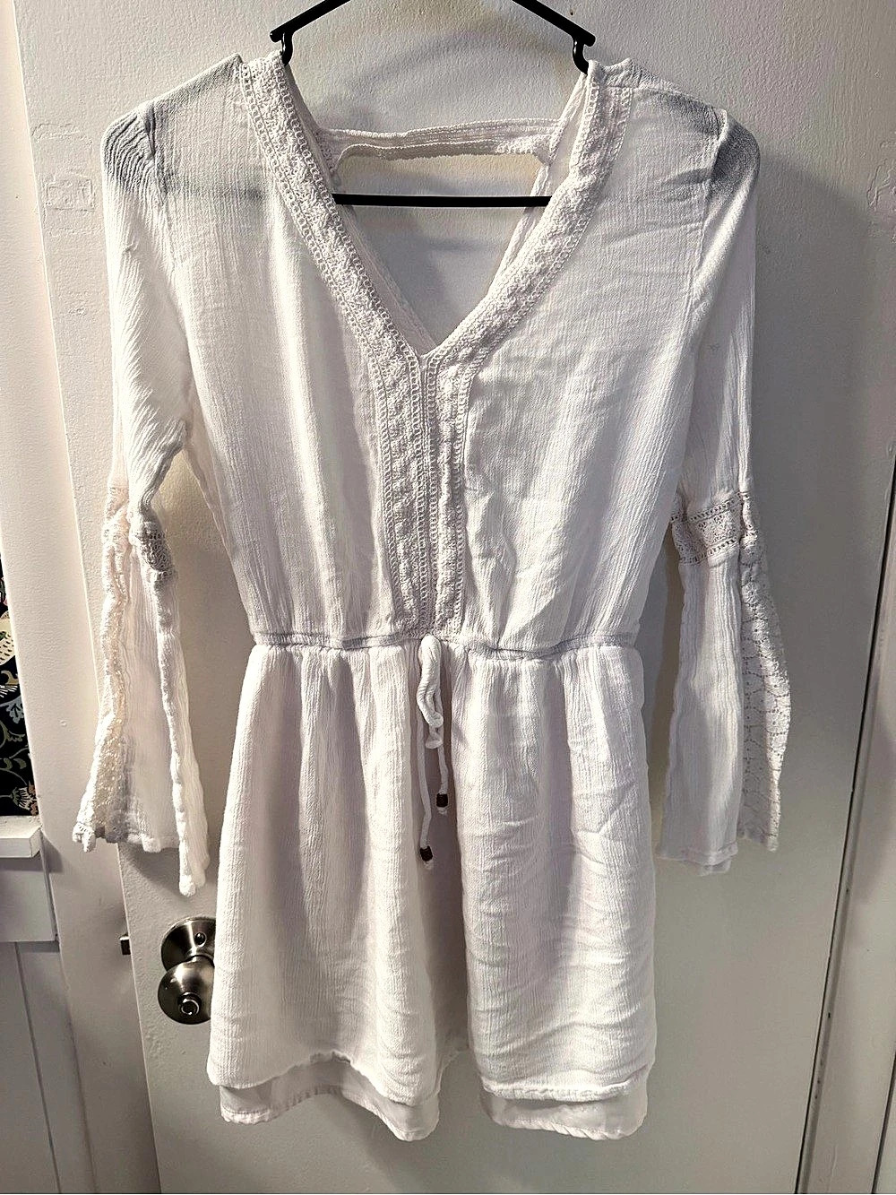 White Rayon Mini Dress